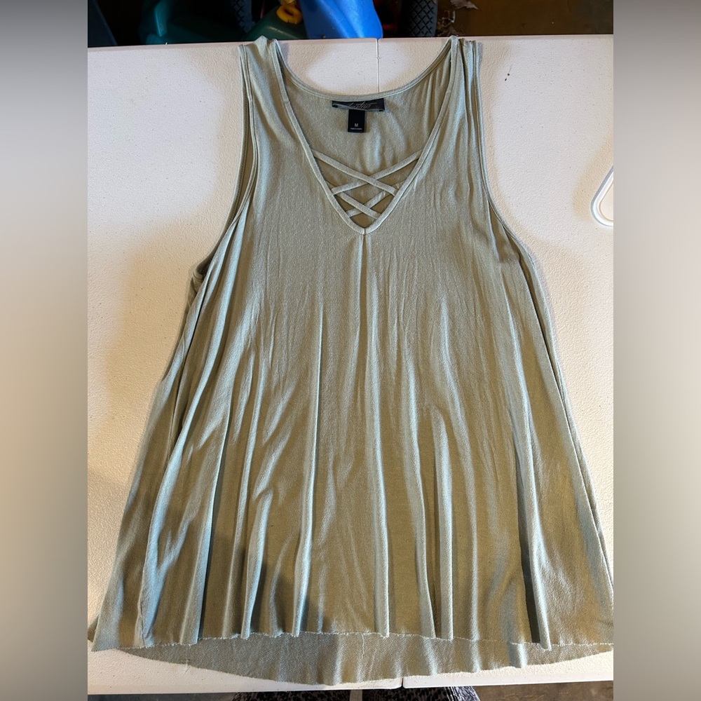 Daytrip Sage Green Crisscross Tank Top